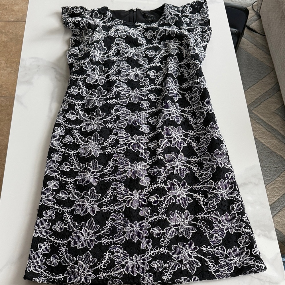 Ann Taylor Black and White Lace Mini Dress